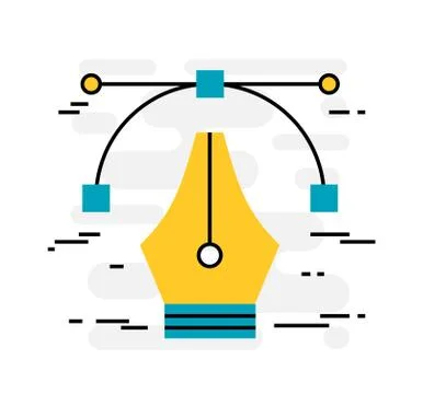 Flat design thin line concept of designer's tools Stock Illustration