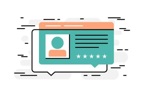 Flat design thin line concept of customer's reviews Stock Illustration