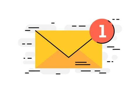 Flat design thin line concept of new message Stock Illustration