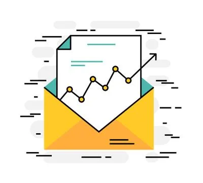 Flat design thin line concept of e-mail marketing Stock Illustration