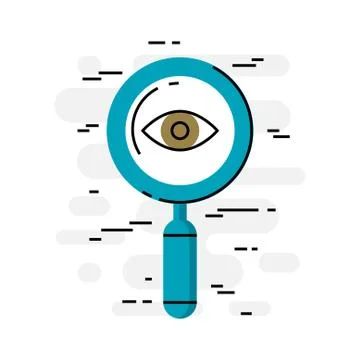 Flat design thin line concept of web visibility Stock Illustration