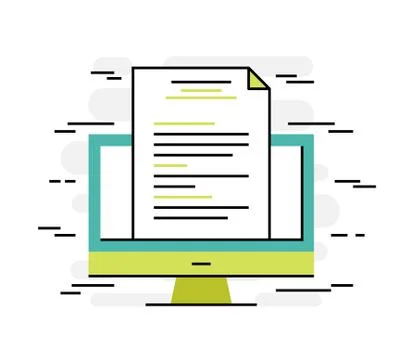 Flat design thin line concept of digital document Stock Illustration