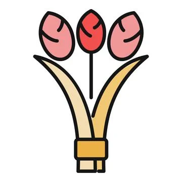 Flat design three pink tulip bouquet icon Stock-Illustration