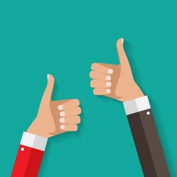 Flat Design Thumbs Up Background . Vector Illustration Stock Illustration