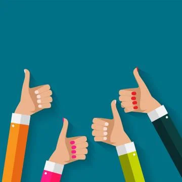Flat Design Thumbs Up Background . Vector Illustration Stock Illustration
