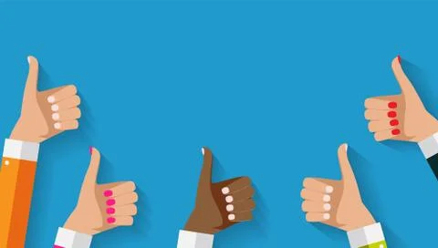 Flat Design Thumbs Up Background . Vector Illustration Stock Illustration