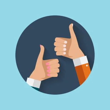 Flat Design Thumbs Up Icon Background . Vector Illustration Stock Illustration