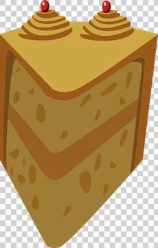 Flat design tiered cake slice is showing frosting spirals, cherries on clear Stock Illustration