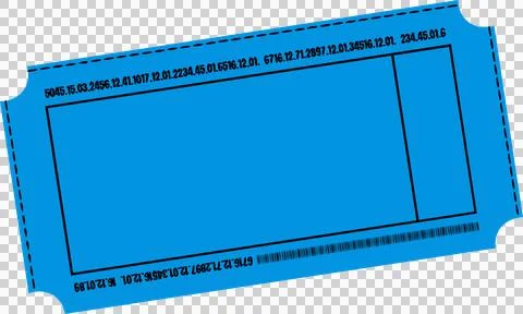 Flat design tilted blue ticket is showing dashed border, numeric codes, barcode, Stock-Illustration