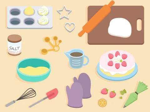 Flat design - top view cook table Stock Illustration