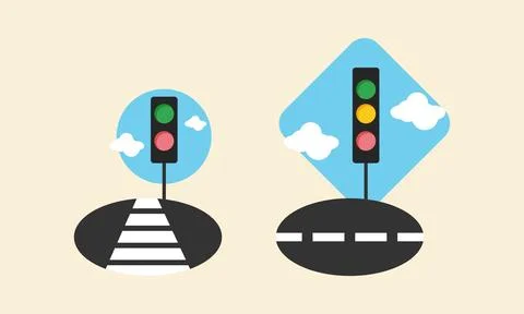 Flat Design Traffic Lights with Pedestrian Crossing for Urban Transportatio.. Stock Illustration