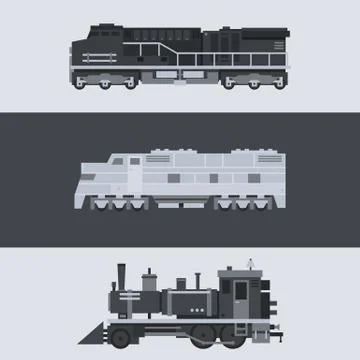 Flat design of train locomotive set Stock Illustration