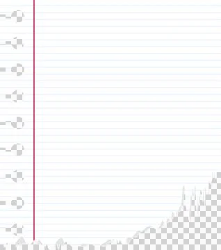 Flat design transparent page featuring spiral holes, ruled lines, red margin, イラスト素材