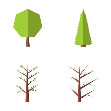 Flat design tree icons representing different seasons 스톡 일러스트