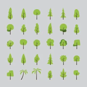 Flat design of tree set Stock Illustration