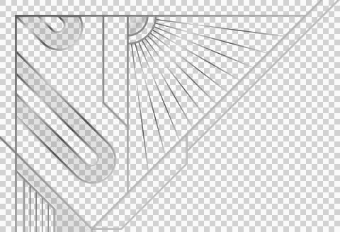 Flat design triangle corner is showing sunburst rays and black bars on Illustrazione stock