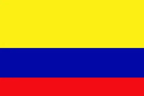 Flat design tricolor flag is showing yellow, blue, and red bands on transparent Illustrazione stock