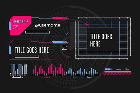 Flat design twitch panels pack Stock Illustration