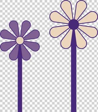Flat design two daisies are appearing on transparent background with purple イラスト素材