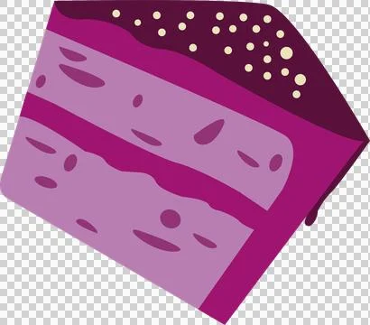 Flat design two-layered cake slice dripping purple icing with sprinkles on Stock Illustration