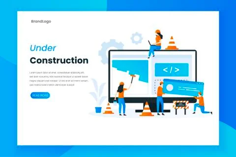 Flat design under construction landing page illustration Stock Illustration