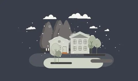 Flat design urban landscape illustration Stock Illustration