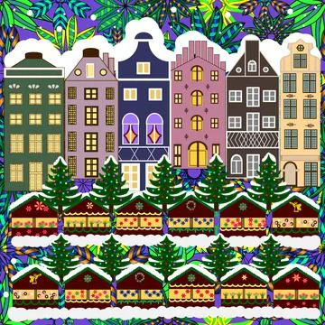 Flat Design Urban. Vector Abstract Architecture Illustration. Landscape on brown Ilustración de archivo