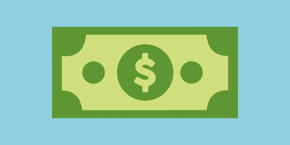 Flat Design US Dollar Vector Icon art and ilustration Stock Illustration