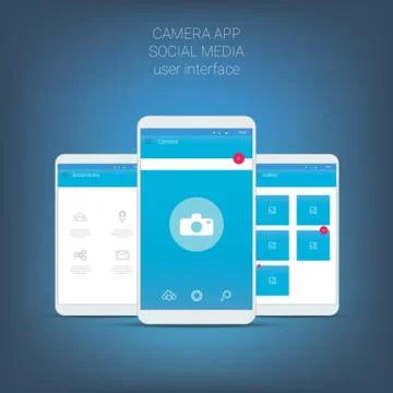 Flat design user interface for smart phone or mobile camera apps. Navigation Stock Illustration