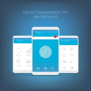 Flat design user interface for smart phone or mobile project management apps Stock Illustration