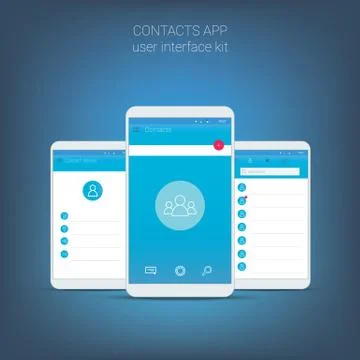 Flat design user interface for smart phone or mobile contact apps. Navigation Stock Illustration