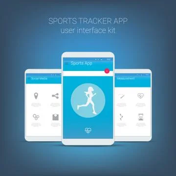 Flat design user interface for smart phone or mobile fitness sports apps Stock Illustration