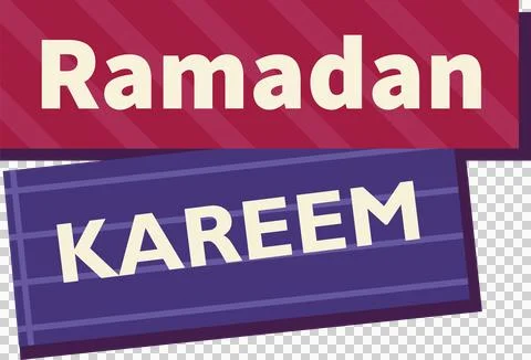 Flat design is using colored panels with Ramadan Kareem text on transparent 库存插图