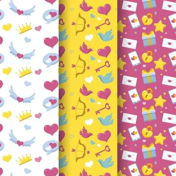 Flat design valentine's day pattern pack Stock Illustration