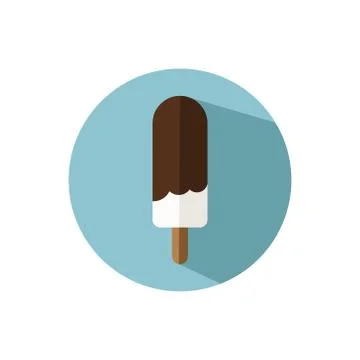 Flat design vanilla ice lolly with chocolate sauce Stock Illustration