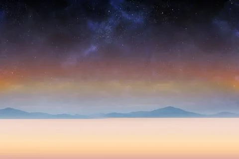 Flat design vector art is showing mountain range silhouette over plain under Fotos de archivo