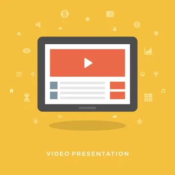 Flat design vector business illustration concept Video marketing 스톡 일러스트