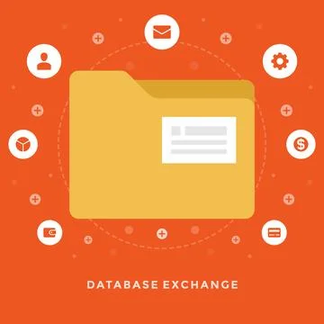 Flat design vector business illustration concept Database exchange folder Stock Illustration