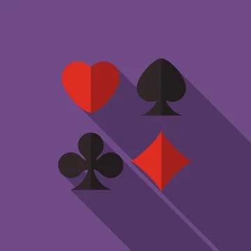 Flat design vector cards icon with long shadow Stock Illustration