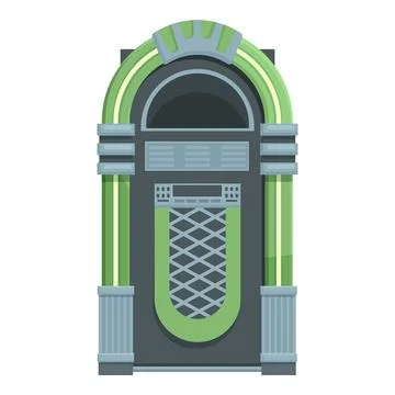 Flat design vector of a classic green and gray jukebox, perfect for retrothemed Illustrazione stock