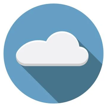 Flat design vector cloud icon with long shadow, isolated Stock Illustration