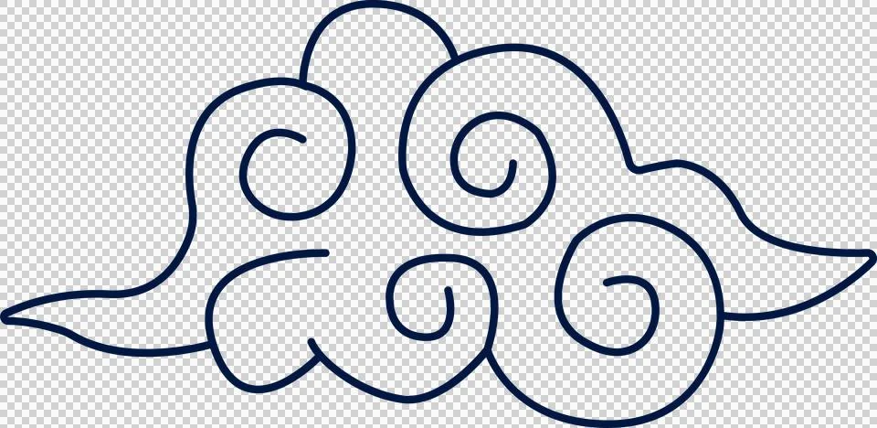 Flat design vector cloud motif is floating on transparent background, featuring Stock Illustration