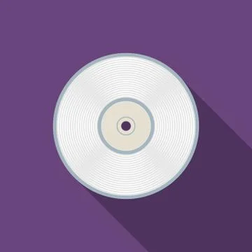 Flat design vector compact disc icon with long shadow Ilustración de archivo