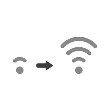 Flat design vector concept of boost wireless wifi signal low to high Stock Illustration
