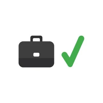 Flat design vector concept of briefcase with check mark Illustrazione stock