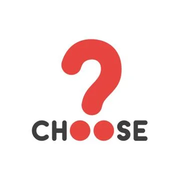 Flat design vector concept of choose word with question mark Ilustración de archivo
