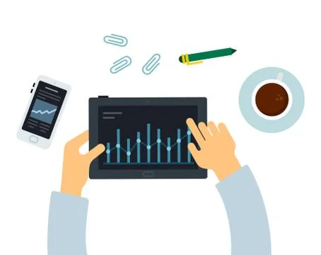 Flat design vector concept of creative office space, workplace. Illustrazione stock