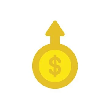 Flat design vector concept of dollar money coin with arrow moving up Illustrazione stock