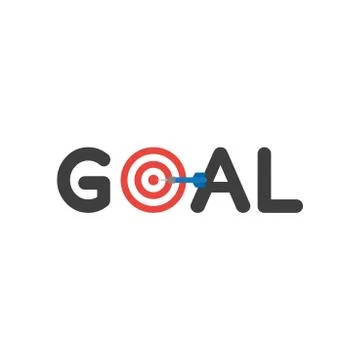 Flat design vector concept of goal word with bulls eye and dart Stock Illustration