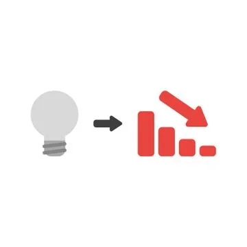 Flat design vector concept of grey idea light bulb with sales bar chart movin イラスト素材